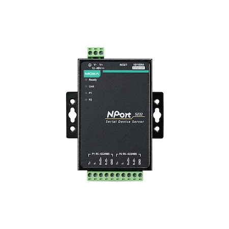 Moxa 2Port Rs-422/485 Device Server, 10/100M Eth., Terminal Block, Nport 5232 NPort 5232